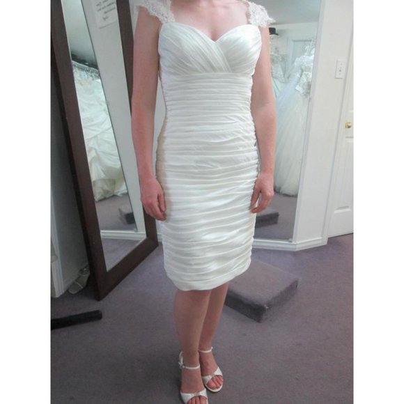 NEW MOONLIGHT GORGEOUS PENCIL IVORY WEDDING DRESS Bachelorette/Destination - Picture 4 of 7